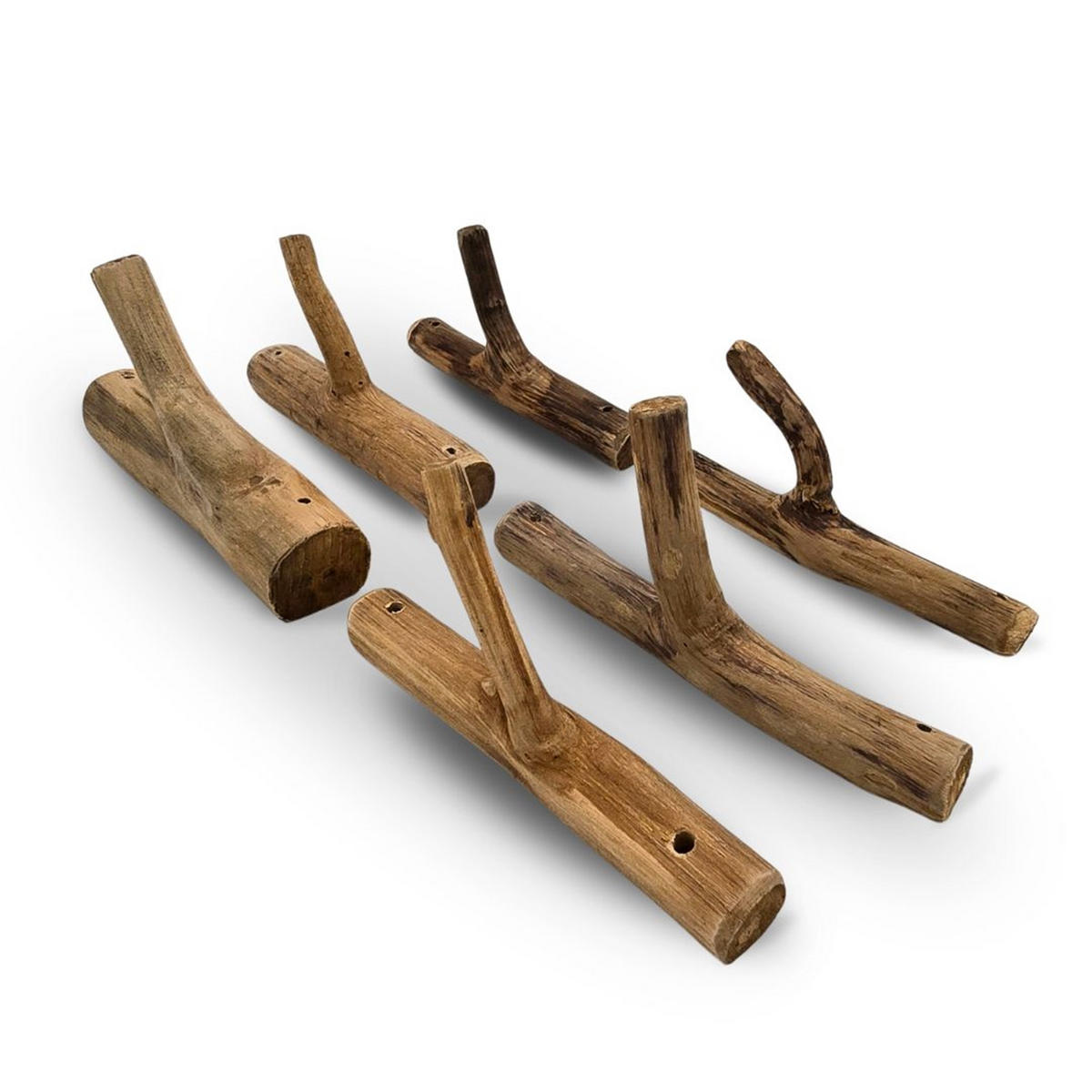 GARDEROBENHAKEN LIMB 6er Set Teakholz Wurzel naturfarben - Naturfarben, Holz (2/17/10cm) - DESIGN DELIGHTS