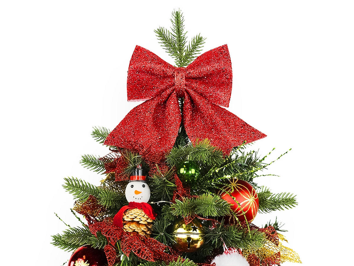 LAALU WEIHNACHTSBAUM geschmückt künstlich SNOWBIRD II 60 cm mit LED-Beleuchtung IN FLOWER - Rot/Goldfarben, Kunststoff (60cm) - LAALU