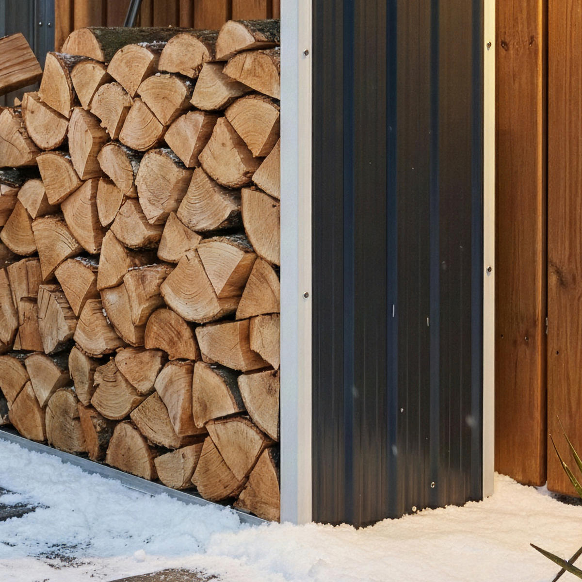 BRENNHOLZUNTERSTAND Kalmar - Anthrazit, Metall (158/152/47cm) - casa.pro