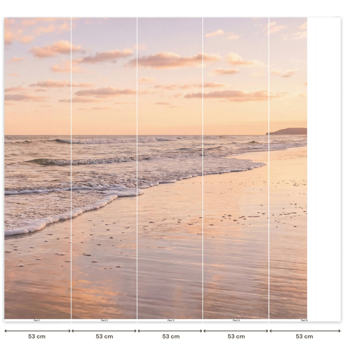 TAPETE - Strand - Brandung - Wolken - 240x220 cm - Hellrosa, Papier (240/220cm) - OnlyWow
