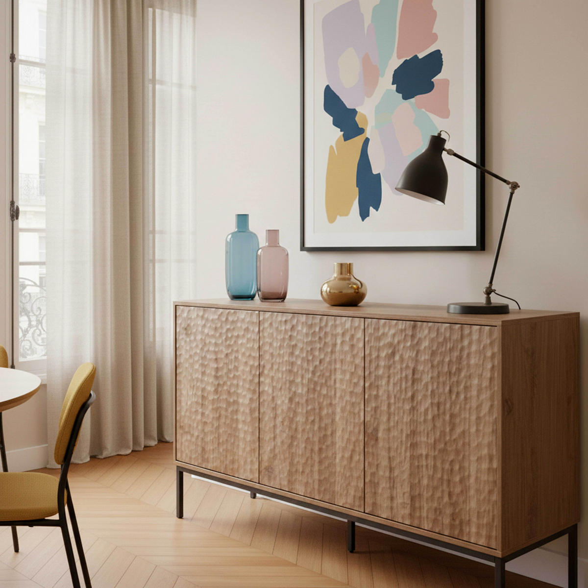 SIDEBOARD, dunkles Holzeffekt - Braun, Holz (40/85/147cm) - Oviala