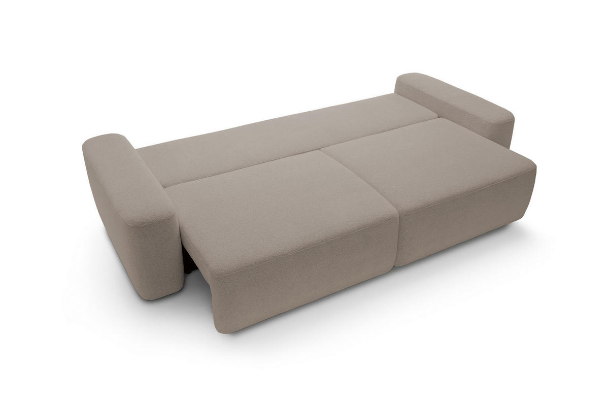 SOFA 4-Sitzer freistehend, Bettzeugcontainer, Polsterung aus PUR-Schaum, Stoff Raven, Schlaffunktion: 120x200 cm, Größe: 257x82x105 cm, Cappucino - Hellbraun, Holz/Textil (257/82/105cm) - DomoHome