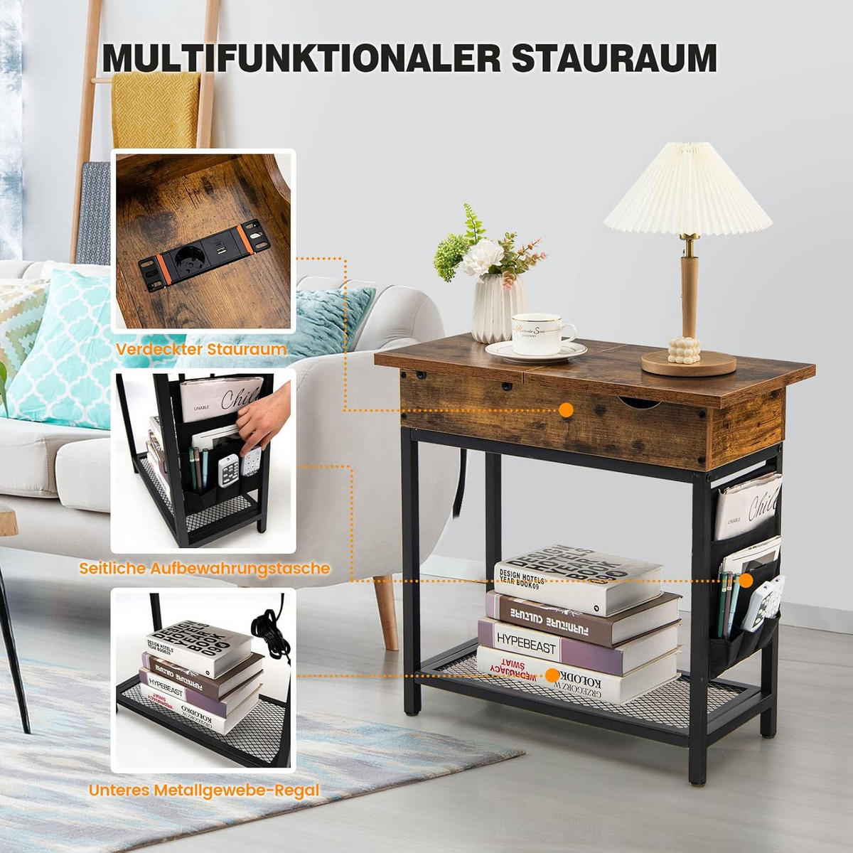 BEISTELLTISCH 59cm Braun - Braun, Holz (60/30/59cm) - COSTWAY