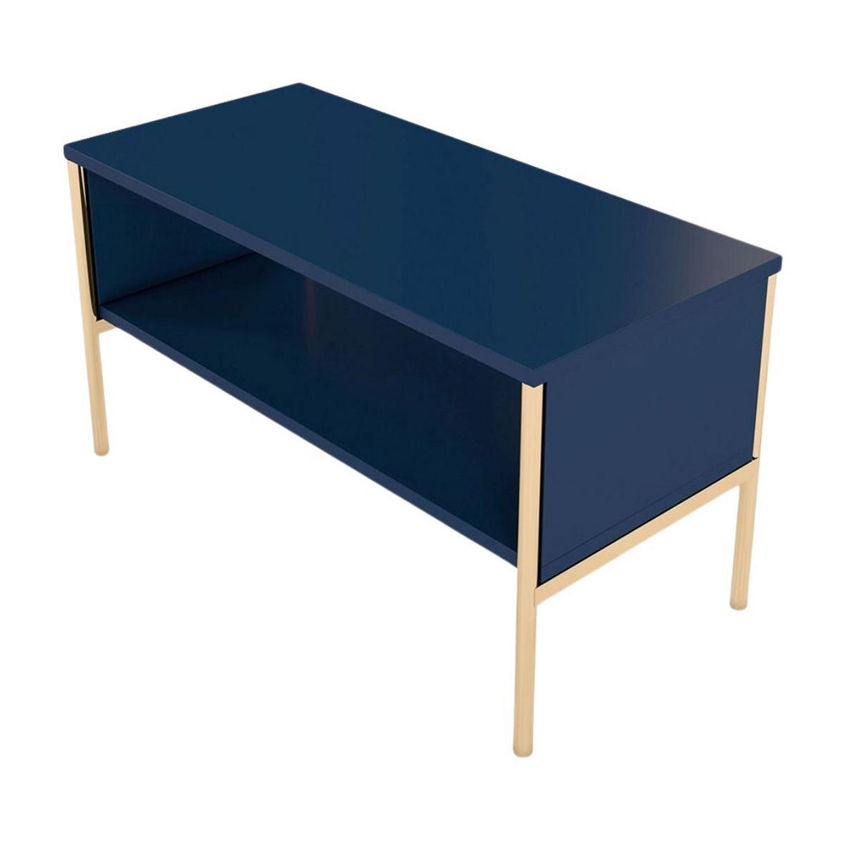 COUCHTISCH Polka, Marineblau, Goldene Details - Goldfarben/Dunkelblau, Holzwerkstoff/Metall (37/80/44cm) - Skandica