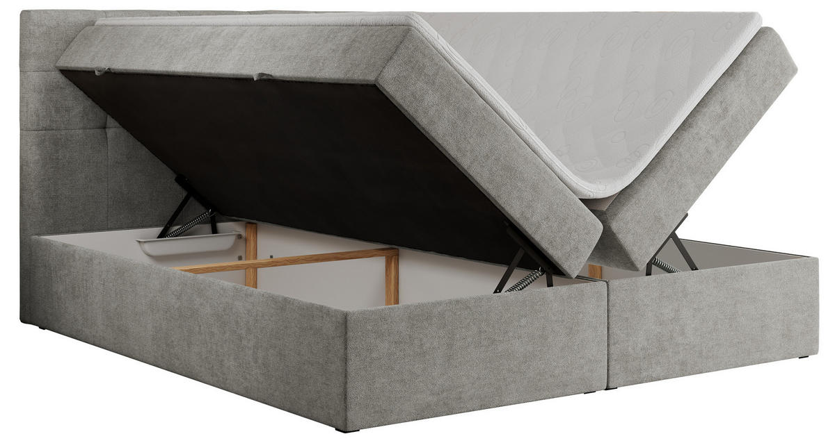 BOXBETT CENTO 180/200 Hellgrau Strukture - H3 - Hellgrau, Holz/Textil (180/200cm) - MKS