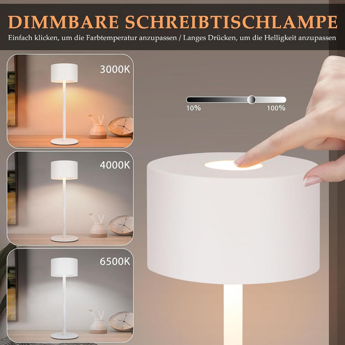 TISCHLAMPE Lagunory 9/9/25 cm - Weiß, Kunststoff/Metall (9/9/25cm) - ZMH