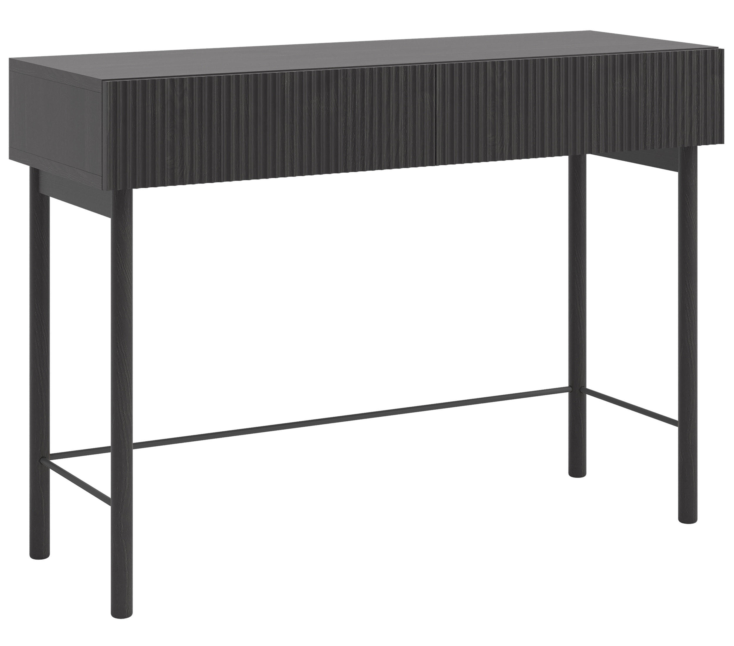 SCHMINKTISCH Nolie Holzoptik Esche Schwarz mit 2 Schubladen 110 cm - Schwarz, Holz/Holzwerkstoff (40/110/79cm) - Selsey