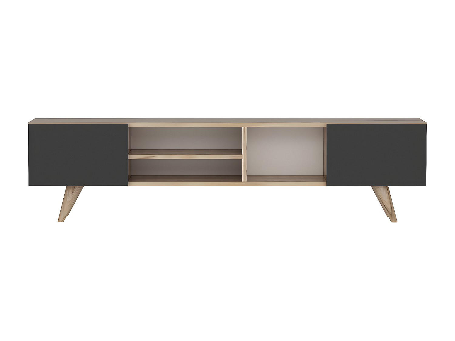 TV-BOARD - 160 cm x 31 cm - Holz, Platte - Schwarz, Naturfarben Hell - MOSTIA - Schwarz/Naturfarben, Holz (160/40/31cm) - Vente-Unique