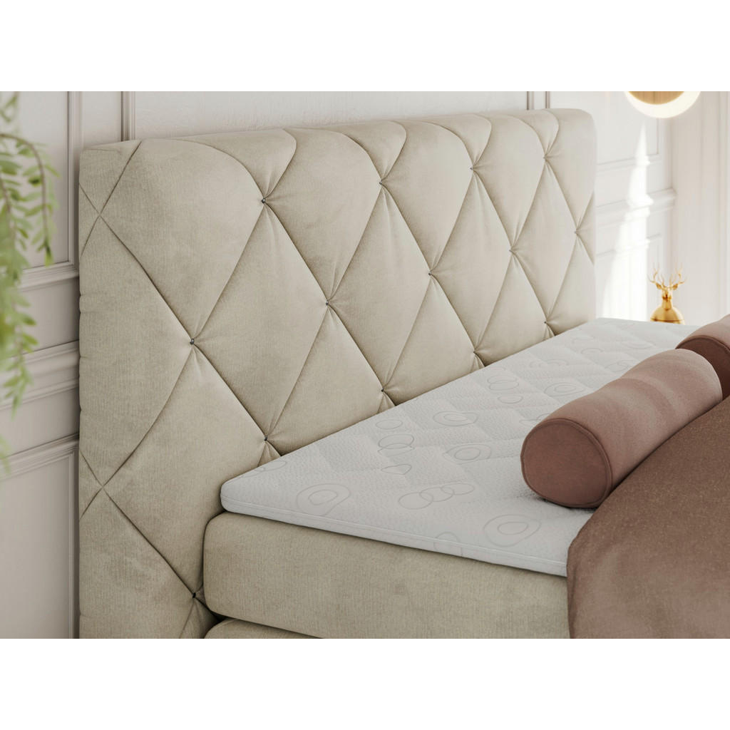 Thumbnail - Xxxl Boxbett, Beige, Textil, 2-Sitzer, H3, Rechteckig, 160x200 cm, Oeko-Tex®, Schlafzimmer, Betten, Boxspringbetten