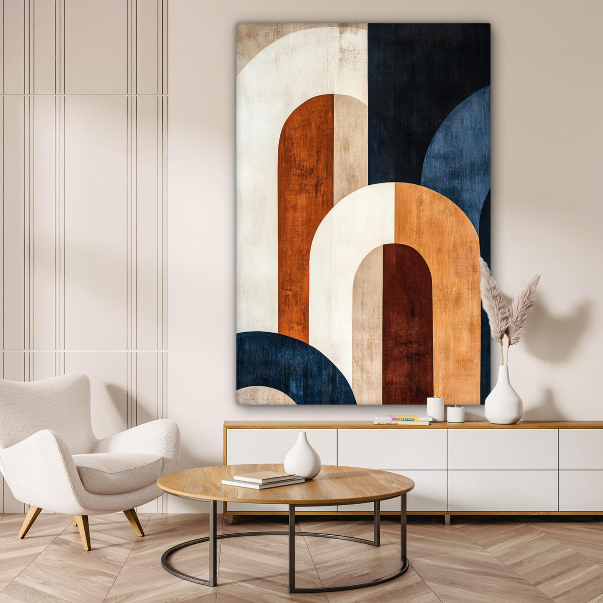 SLIKA NA PLATNU Abstraktno 90x140 cm - konjak, tekstil (90/140cm) - MuchoWow