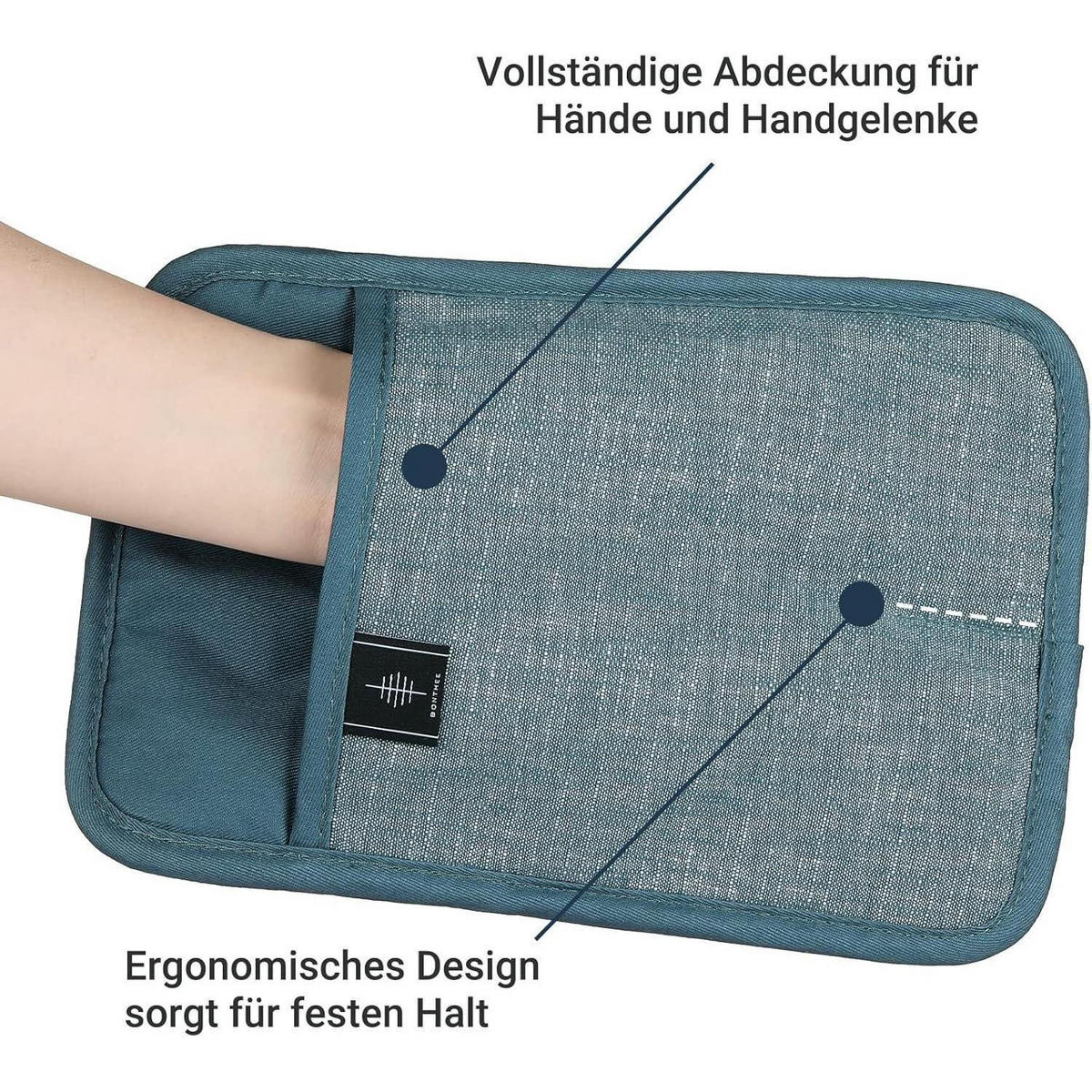 OFENHANDSCHUHE hitzebeständig, rutschfest, Topfhandschuhe, 4-teilig - Blau, Textil (1.5/33/14cm) - LUXUSKOLLEKTION