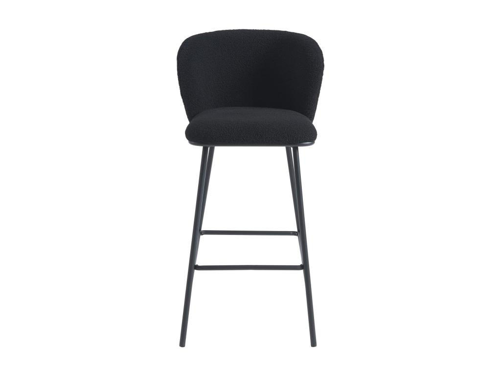 BARHOCKER 2er-Set - Bouclé-Stoff & Metall - Schwarz - SENORASE - Schwarz, Textil (54/97/50cm) - Vente-Unique