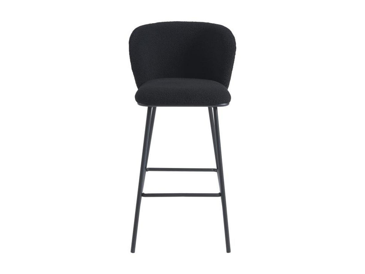 BARHOCKER 2er-Set - Bouclé-Stoff & Metall - Schwarz - SENORASE - Schwarz, Textil (54/97/50cm) - Vente-Unique