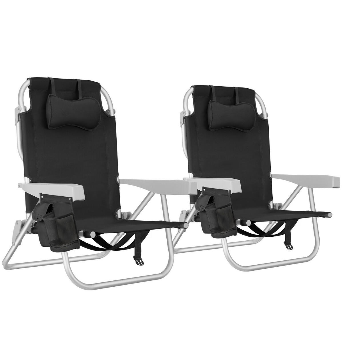 STRANDSTUHL Coral, rückseitige Kühltasche und Aufbewahrungstasche, schwarz - Schwarz, Kunststoff (63/78/101cm) - tectake