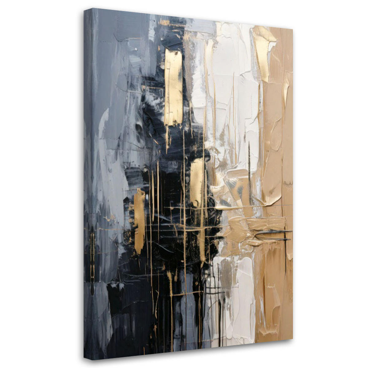 LEINWANDBILD Abstraktion 60x90cm - Goldfarben, Textil (60/90cm) - Feeby