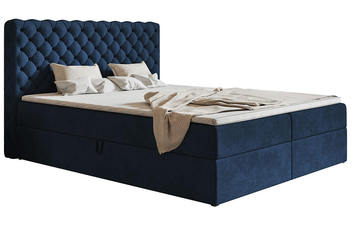 BETT Blau FOX 8 Kontinentalbett 180x200 cm - Blau, Textil (180/200cm) - Sepro Meble