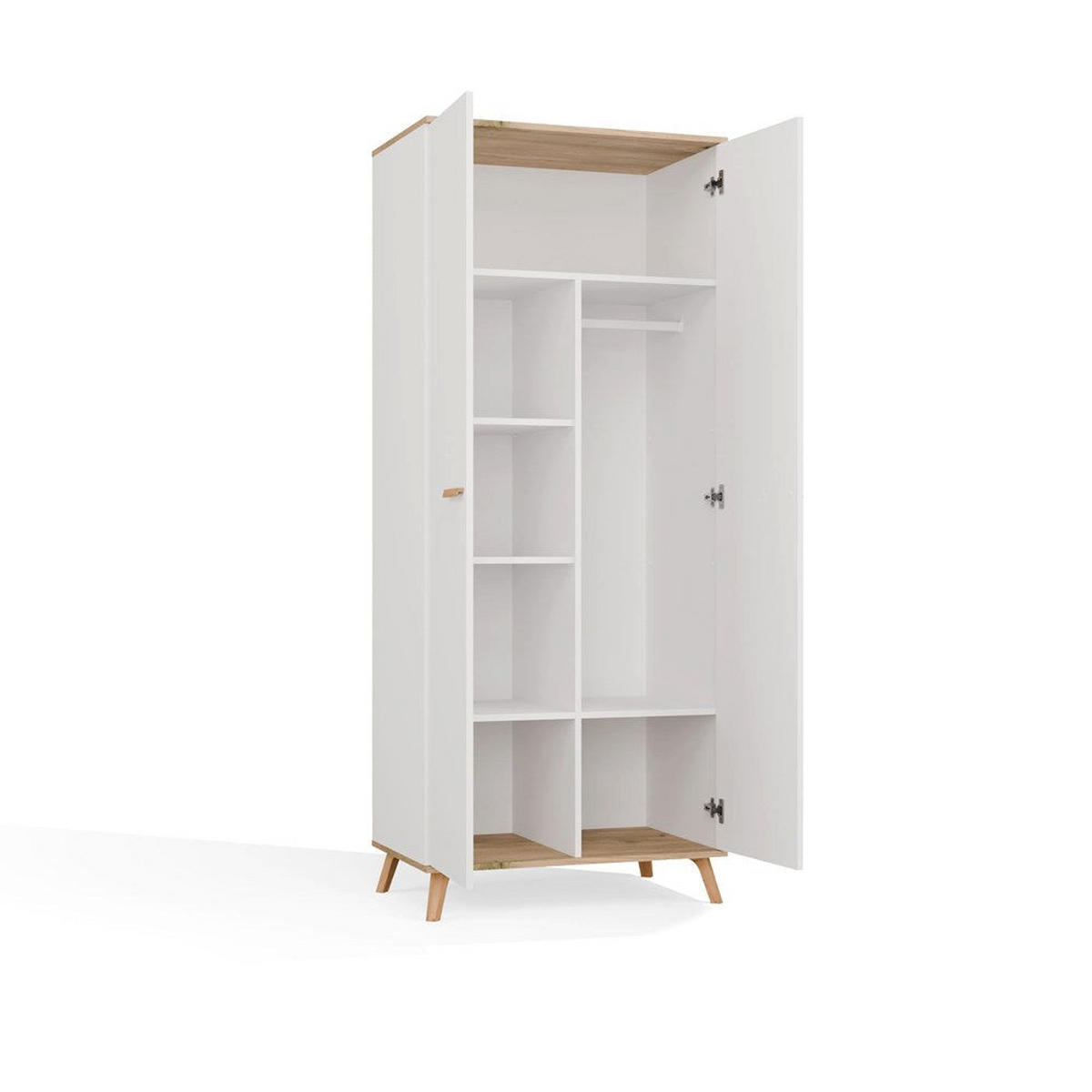 KLEIDERSCHRANK Luxi - Weiß, Holzwerkstoff (80/195/50cm) - kommodly