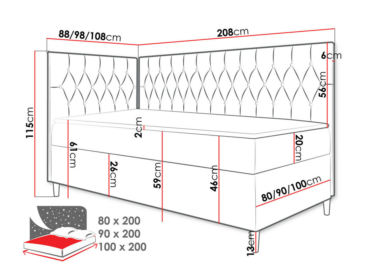 BOXBETT Filip Junior 3, Seite zum Öffnen des Bettkastens: Rechts - Weiß/Grau, Holz (80/200cm) - MIRJAN24