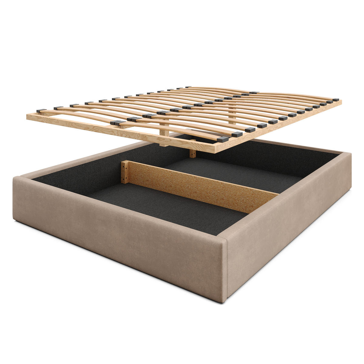 POLSTERBETT 160x200cm Bett mit Stauraum Lattenrost Beige - Beige, Holz/Holzwerkstoff (160/200cm) - Muralo