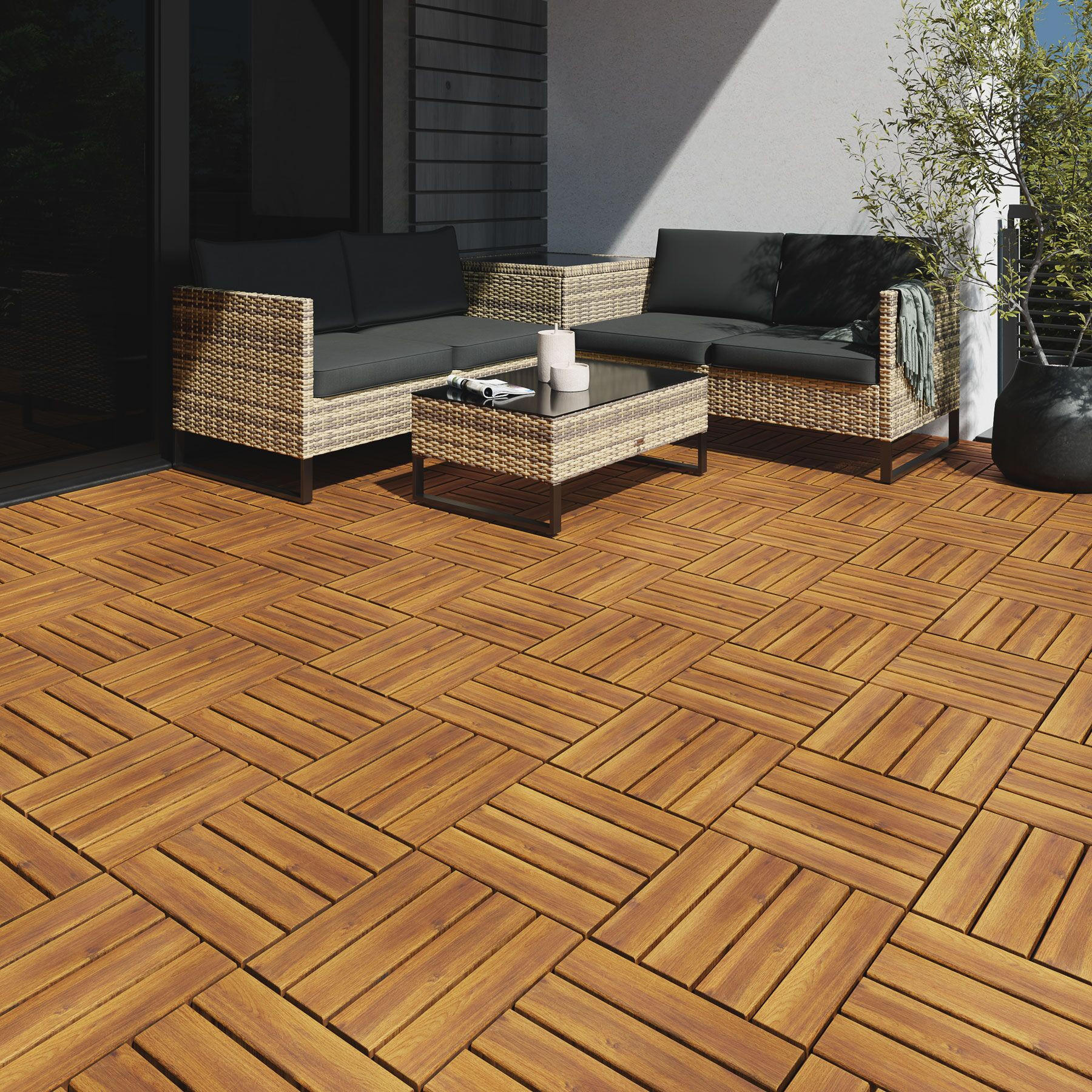 TERRASSENFLIESEN Tabula,31 x 31 x 2,2 cm,braun - Braun, Holz (31/31/2.2cm) - tectake