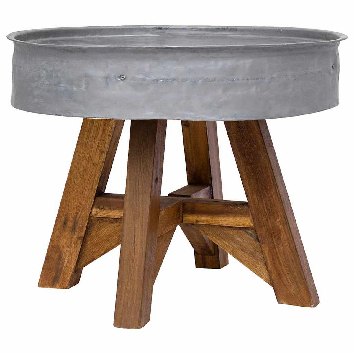 COUCHTISCH Gemischtes Altholz 60x45 cm Silbern - Braun, Metall (60/60/45cm) - furnicato