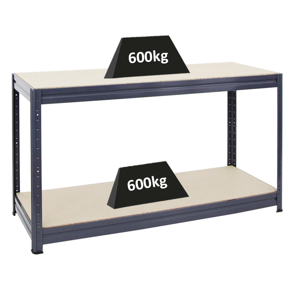 WERKBANK Dino höhenverstellbar 90x160x60 cm Traglast 600 kg Grau - Grau, Metall (160/87/60cm) - PROREGAL