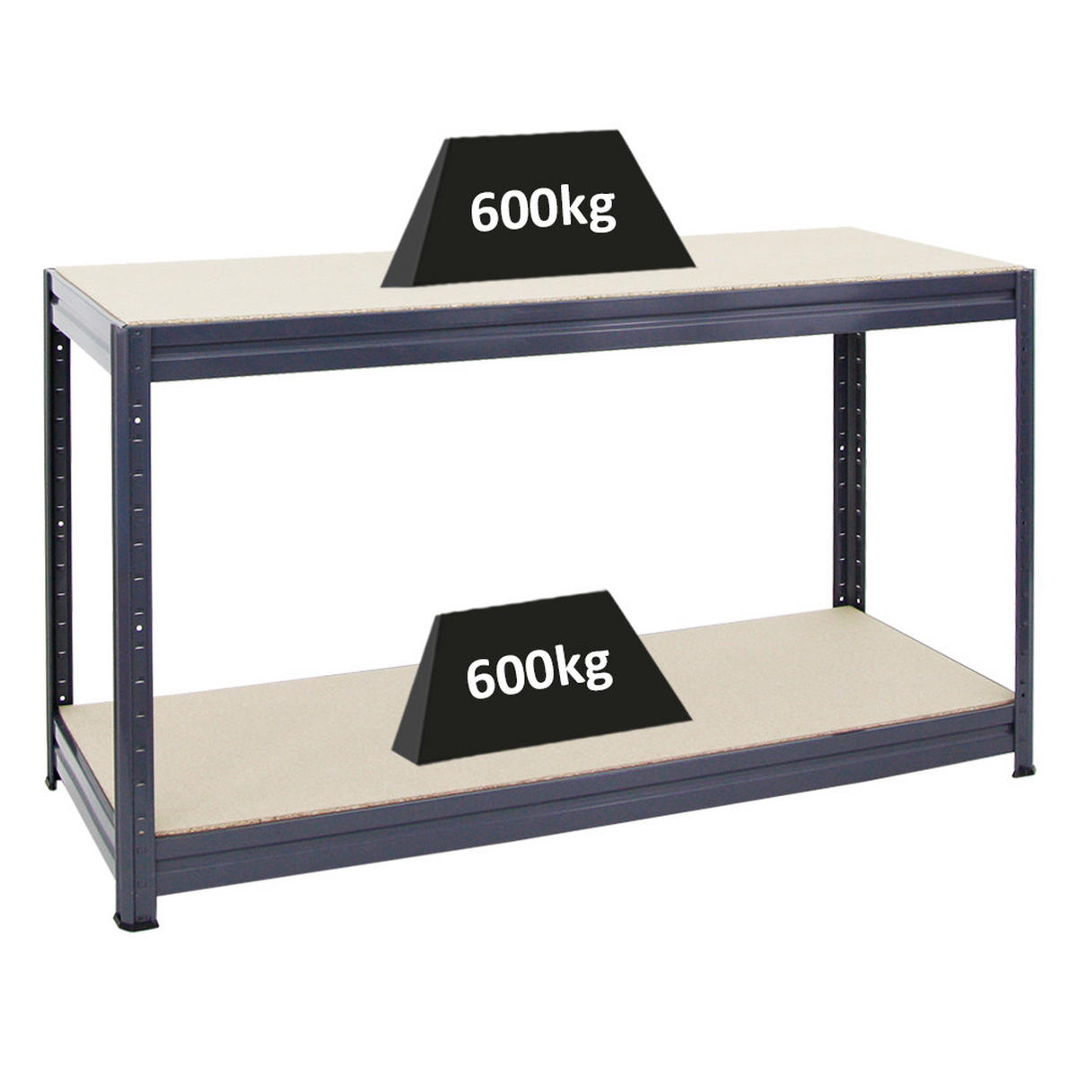 WERKBANK Dino höhenverstellbar 90x160x60 cm Traglast 600 kg Grau - Grau, Metall (160/87/60cm) - PROREGAL