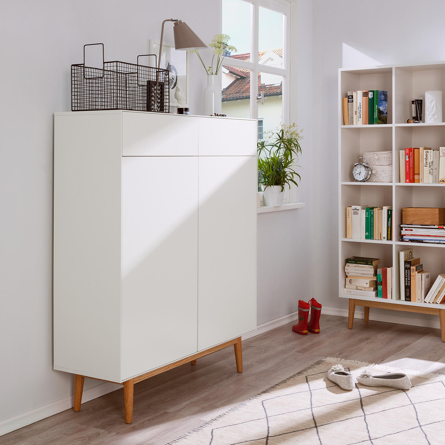 SCHUHKOMMODE mit 2 Schubladen - Eichefarben/Weiß, Holzwerkstoff (110/132/38cm) - home24