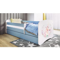 KINDERBETT Pony 80x180 cm mit Schublade, Rausfallschutz & Lattenrost, Blau - Blau, Holzwerkstoff (80/180cm) - RAUMHIRSCH FURNITURE