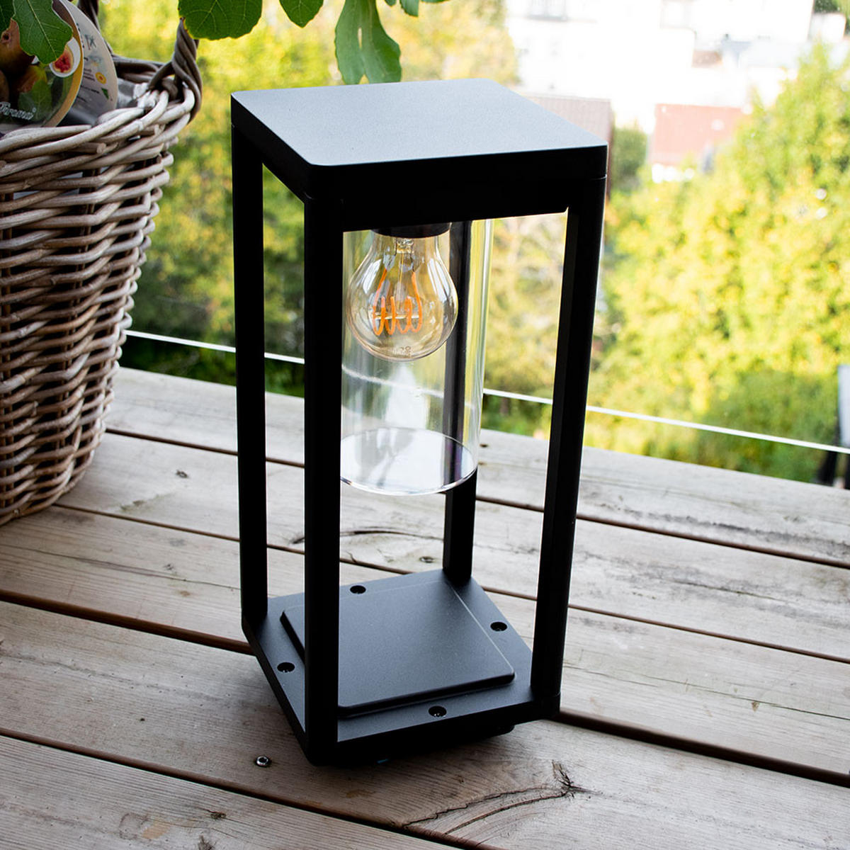 WEGELEUCHTE CANDELA Alu Schwarz - Schwarz, Kunststoff (15/15/35cm) - Globo Lighting