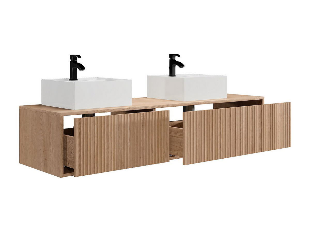 DOPPELWASCHTISCH - 150 x 47 - holz - naturfarben hell Arnega - Weiß, Holz (150/32/47cm) - Vente-Unique