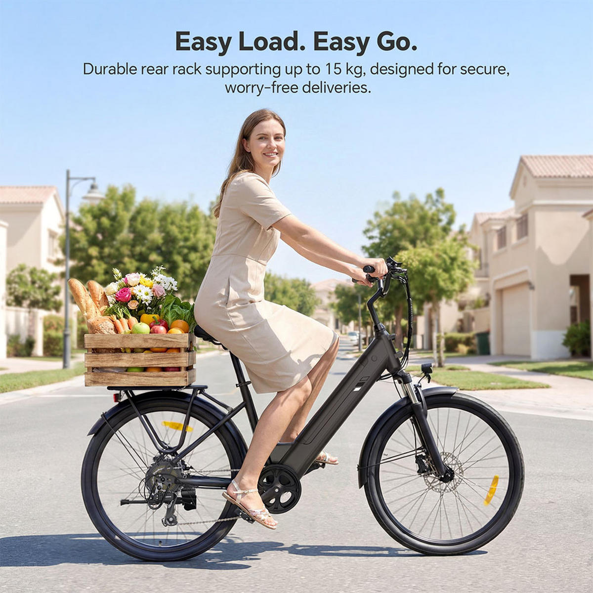 E-BIKE Touroll J2 ST Pro – 100km Reichweite, hydraulische Bremsen, Step-Thru Rahmen - Graphitfarben, Metall (120cm)