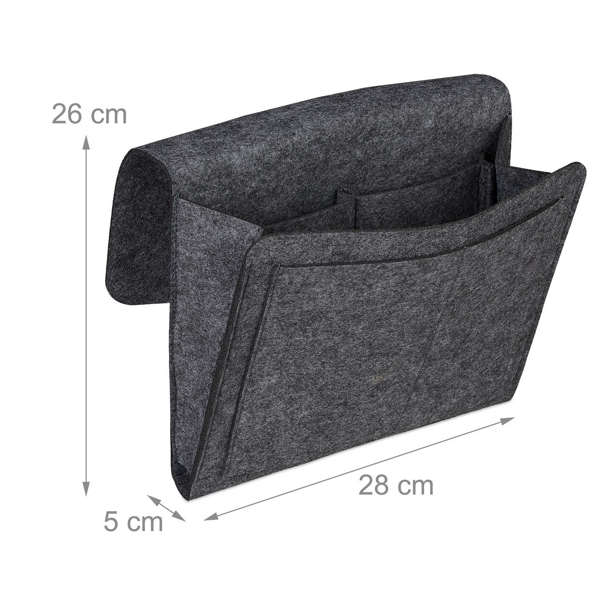 BETTTASCHE - Anthrazit, Textil - Relaxdays