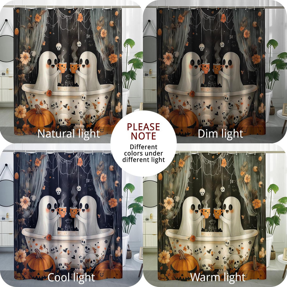 DUSCHVORHANG Halloween 180 x 220 cm Polyester wasserdicht waschbar mit Haken Badezimmer - Multicolor, Textil (180/220cm) - MCBOSON