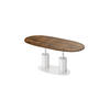 COUCHTISCH Rostoptik matt Weiß Hochglanz oval ausziehbar höhenverstellbar - Rotbraun/Weiß Hochglanz, Holzwerkstoff (80/130/54cm) - designimpex