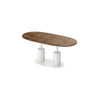 COUCHTISCH Rostoptik matt Weiß Hochglanz oval ausziehbar höhenverstellbar - Rotbraun/Weiß Hochglanz, Holzwerkstoff (80/130/54cm) - designimpex
