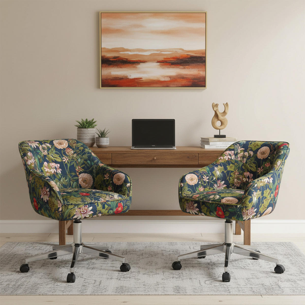 BÜROSTUHL Mika-Noel - Chromfarben/Multicolor, Textil/Metall (60/79/61cm) - DUBI Möbel