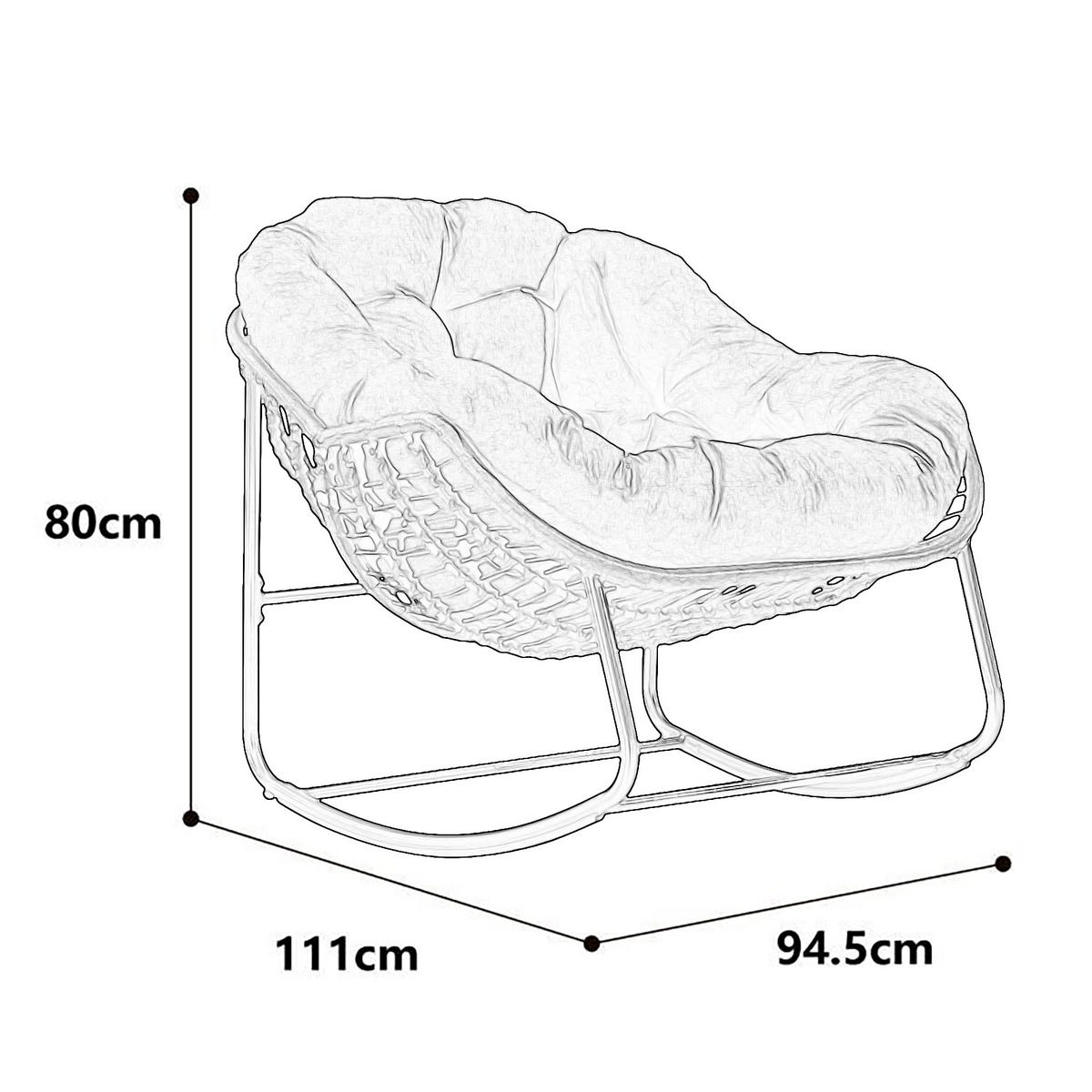 GARTENSCHAUKELSTUHL Polyrattan mit Stahlgestell 111/94,5/80 cm Weiß - Weiß, Metall (111/80/94.5cm) - Redom