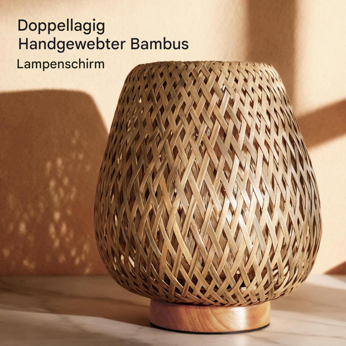 TISCHLEUCHTE Doppellagen Stoffschirm Holzfuß - Braun, Naturmaterialien (21/20/25cm) - Weltevree