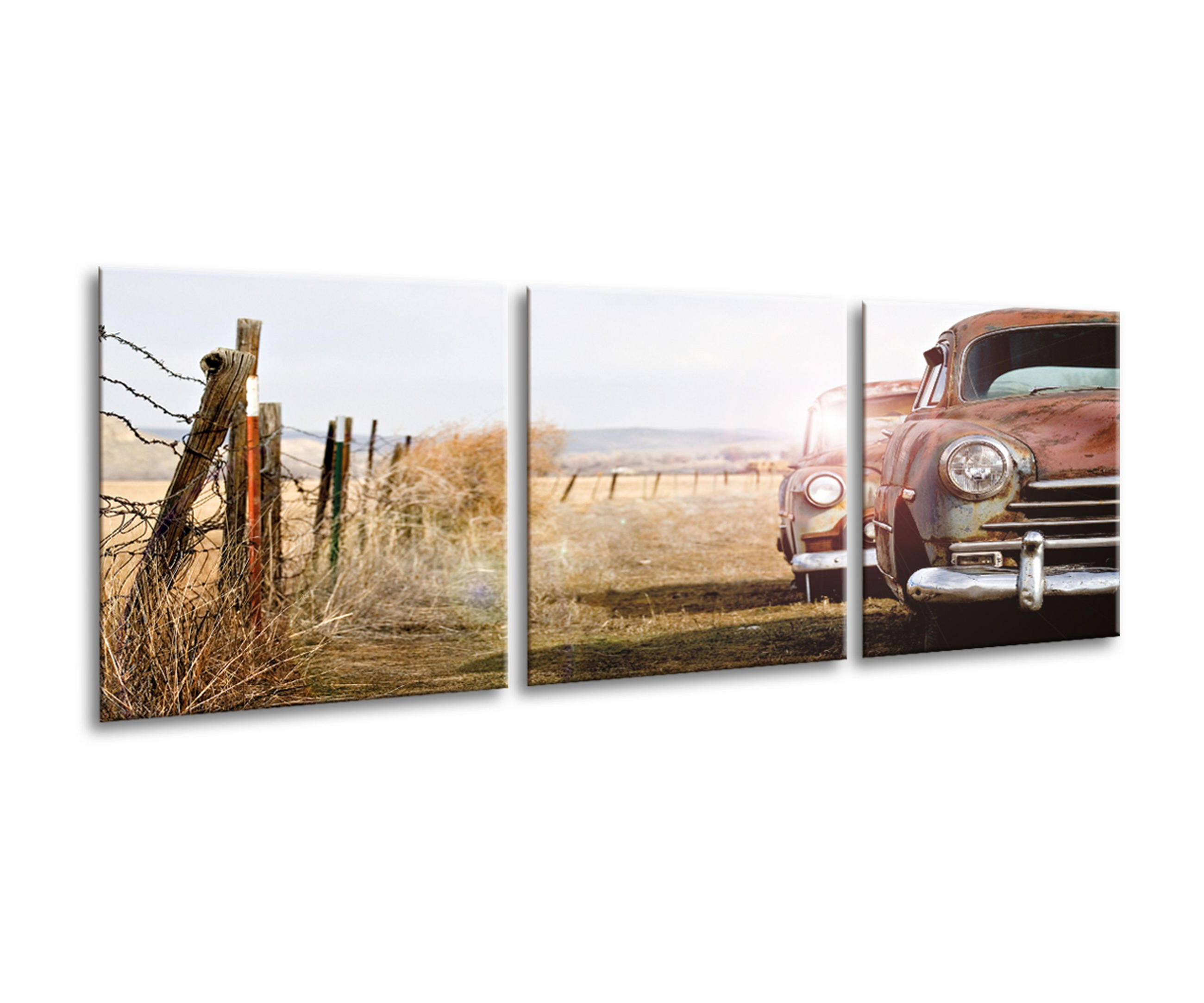 BILDER-SET aus Glas je 50x50 cm Oldtimer - Braun, Glas (150/50cm) - artissimo