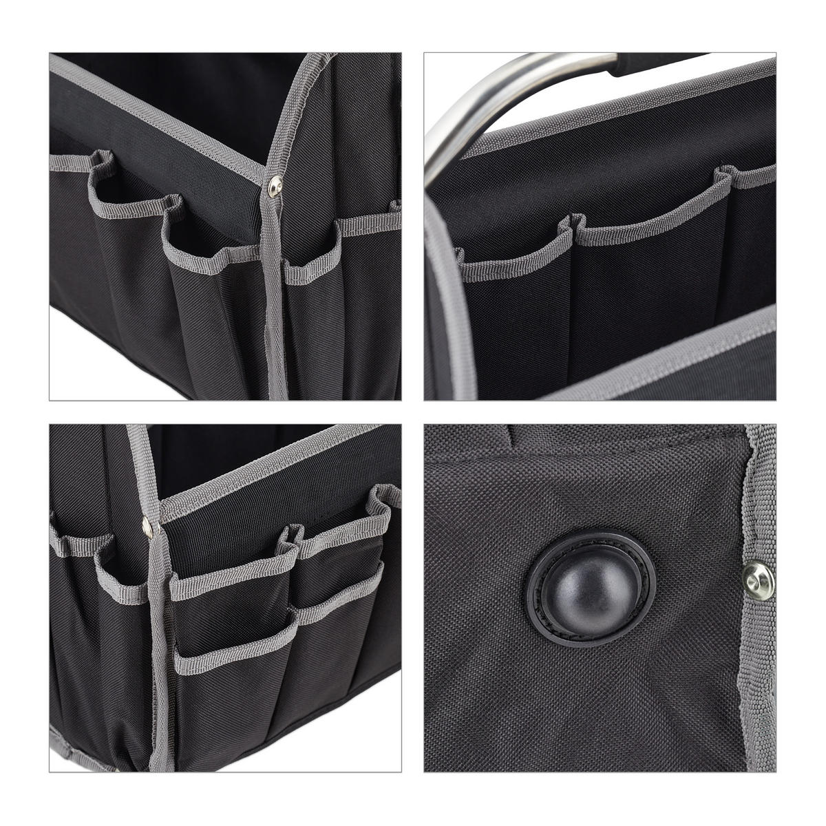 WERKZEUGTASCHE - Schwarz, Textil/Metall (42/30/23cm) - Relaxdays