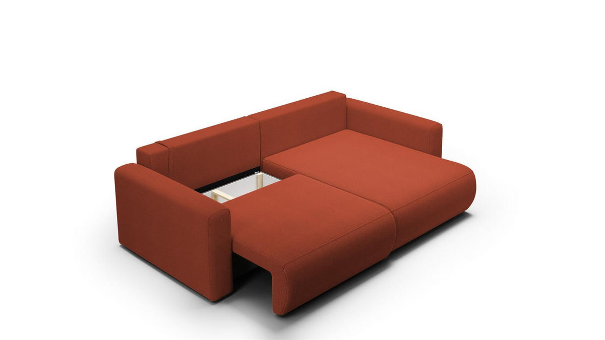 ECKSOFA Chaira Mit Schlaffunktion - Rotbraun, Holzwerkstoff/Textil (240/149cm) - Fun Möbel