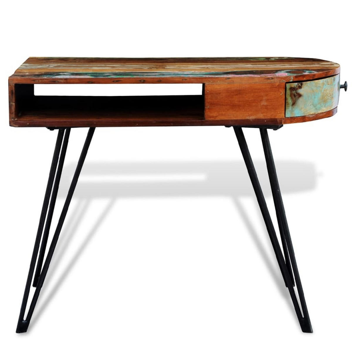 SCHREIBTISCH Altholz Massiv Mit Eisenbeinen - Braun, Holz (97/45/76cm) - vidaXL