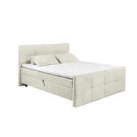 BOXBETT Breitcord, 7-Zonen-Tonnentaschen-Federkernmatratze, HR-30 Topper, Bettkasten - Beige/Creme, Holz/Kunststoff (180/200cm) - ed exciting design