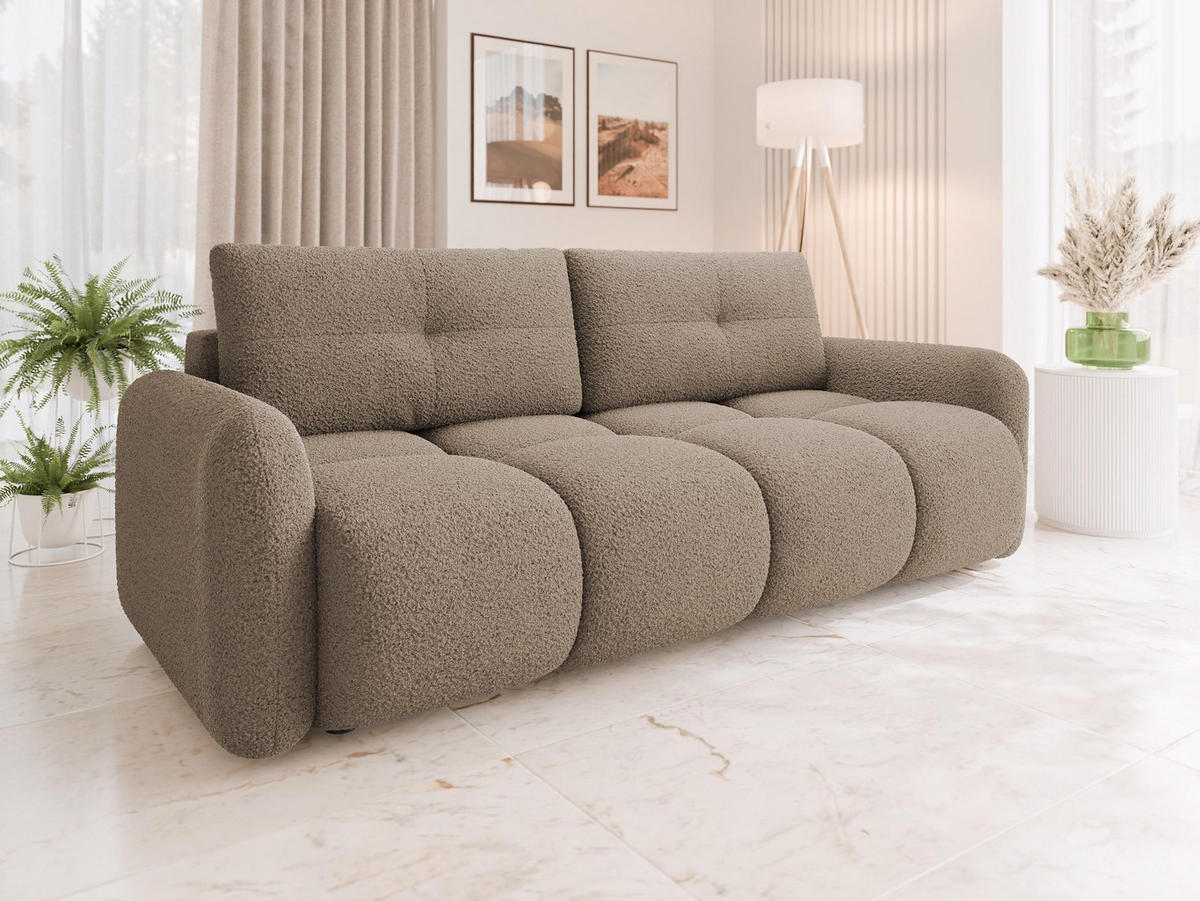 SCHLAFSOFA Sandy - Hellbraun/Schwarz, Holz/Kunststoff (232/94/121cm) - MIRJAN24