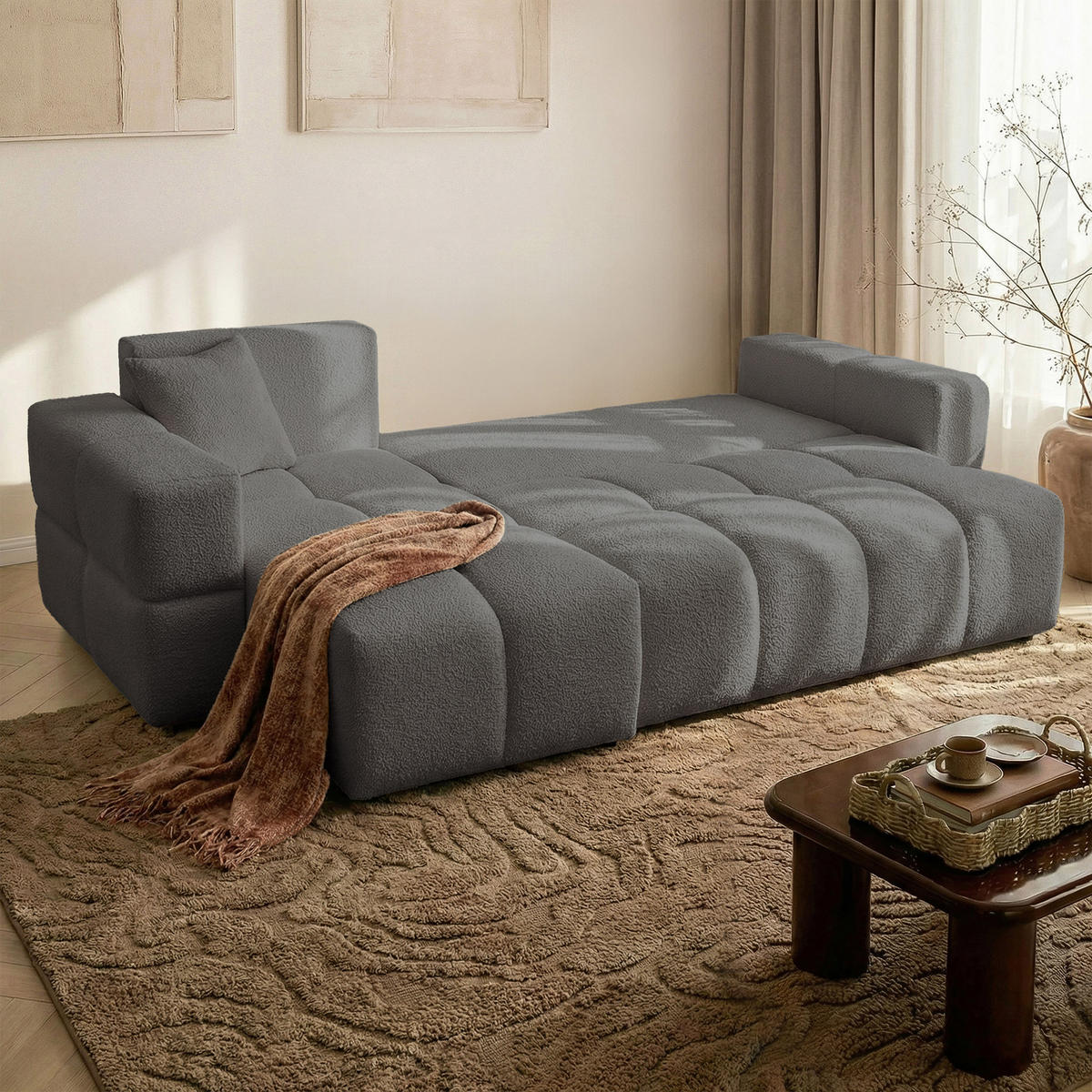 ECKSOFA BUENO mit Schlaffunktion und Bettkasten Dunkelgrau - Dunkelgrau, Kunststoff/Textil (250/148cm) - Idohome
