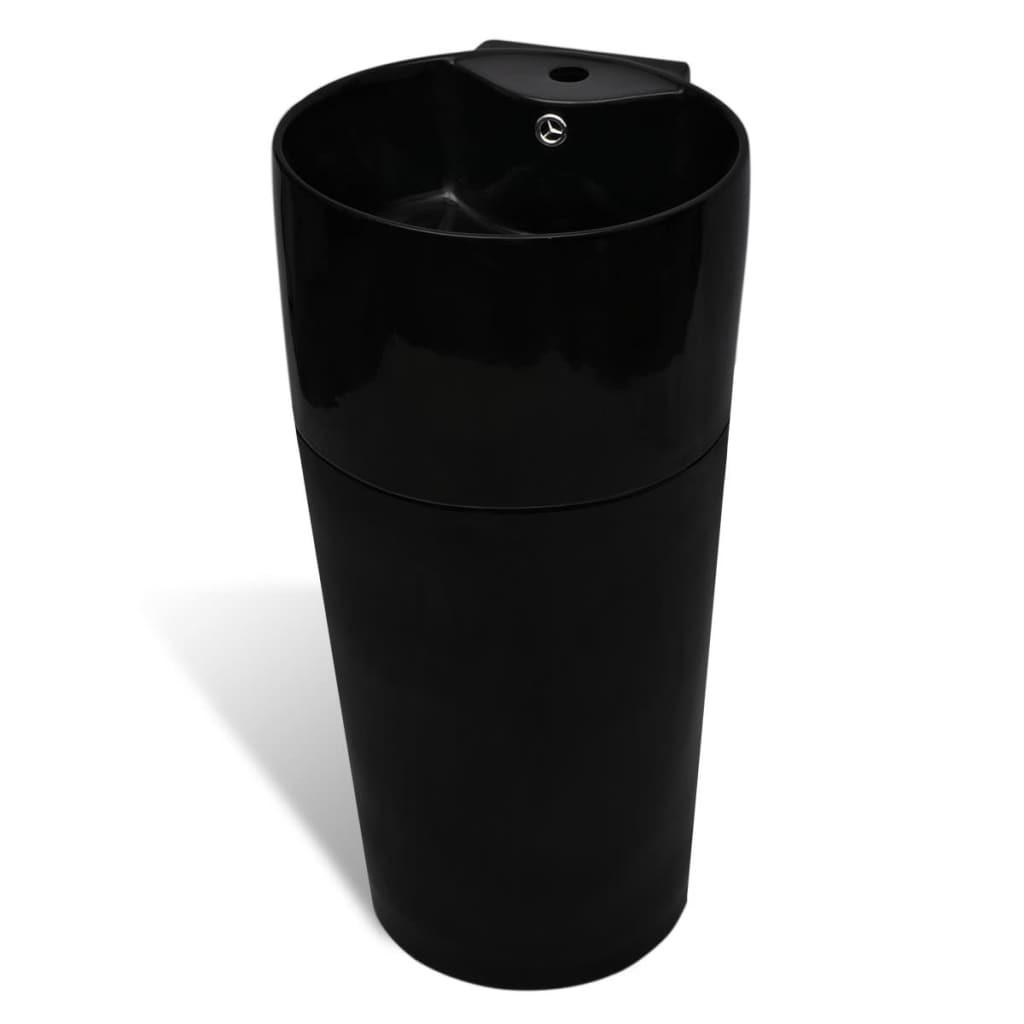 STANDWASCHBECKEN Keramik Mit Loch Für Überlauf/Armatur Schwarz - Schwarz, Keramik (41.5/86/400cm) - vidaXL