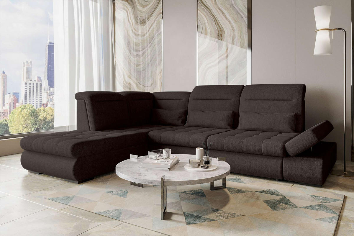 ECKSOFA Toscana Velours inkl. Schlaffunktion - Braun, Textil (227/279cm) - 99rooms