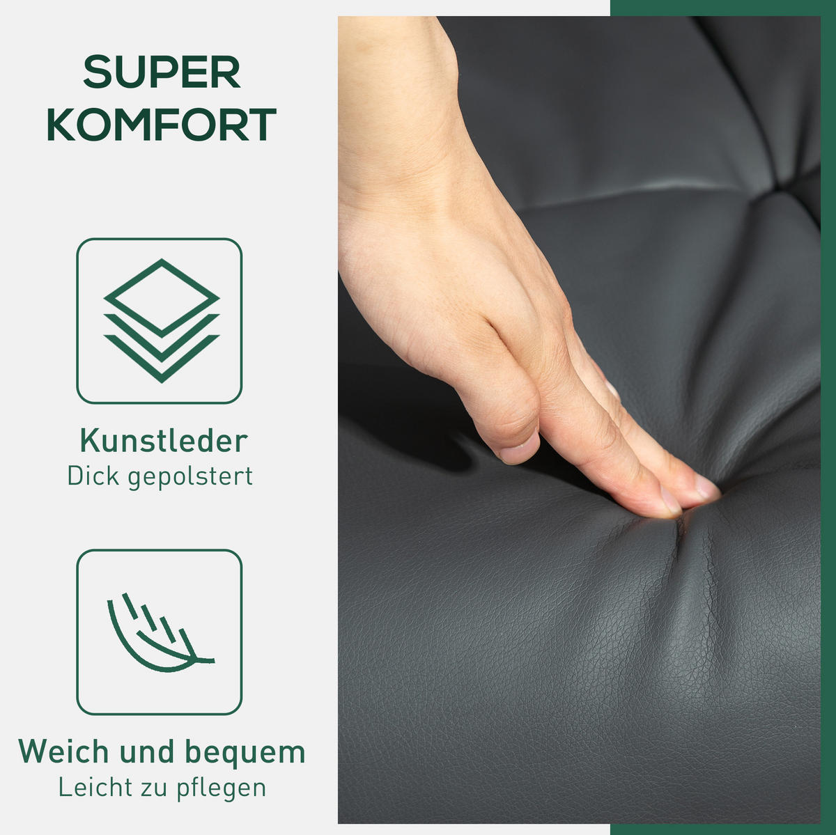 RELAXSESSEL mit Hocker 80/86/99 cm in Dunkelgrau, drehbar mit Liegefunktion - Dunkelgrau, Holz (86/99/80cm) - Flora Grace