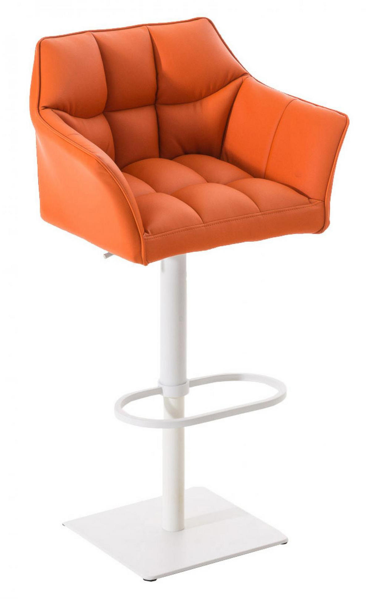 BARHOCKER 2er Set Lederlook Orange - Weiß/Orange, Textil/Metall (64/88/45cm) - CLP